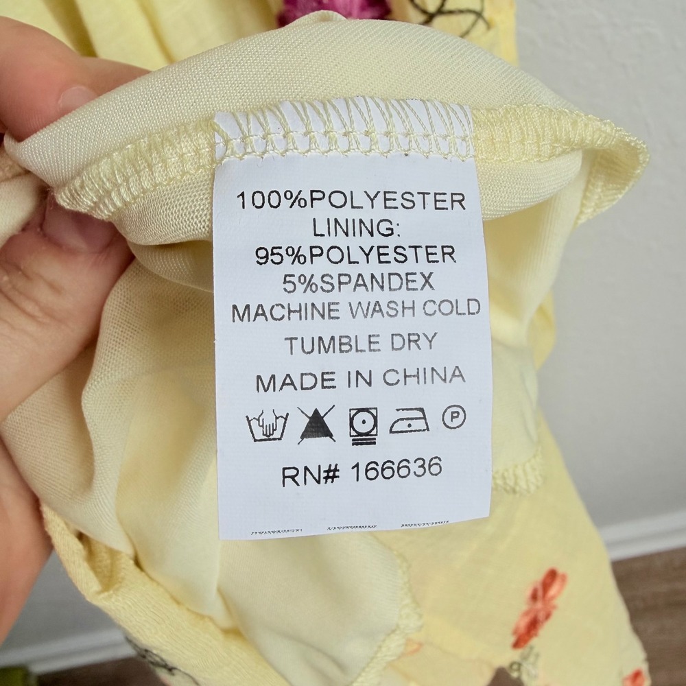 Anthro Kindred Smocked Maxi Dress Butter Yellow Embroidered NWT Cottagecore - Picture 12 of 16